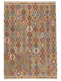 201X302 Kelim Afghan Old Style Teppe Orientalsk Brun/Oransje (Ull, Afghanistan) Carpetvista