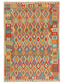  Kelim Afghan Old Style Matot 202X289 Oranssi/Tummanpunainen Carpetvista