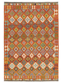 199X292 Kelim Afghan Old Style Teppe Orientalsk Brun/Mørk Rød (Ull, Afghanistan) Carpetvista