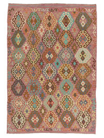 Kilim Afghan Old Style Rug 205X297 Brown/Orange Wool, Afghanistan Carpetvista