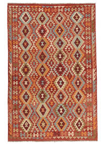 絨毯 キリム アフガン オールド スタイル 190X296 ダークレッド/茶色 (ウール, アフガニスタン)