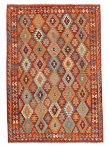 Tapis D'orient Kilim Afghan Old Style 202X292 Marron/Rouge Foncé (Laine, Afghanistan)