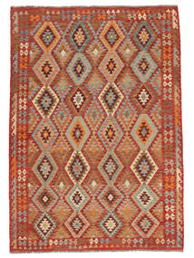  Orientalsk Kelim Afghan Old Style Teppe 208X297 Brun/Mørk Rød Ull, Afghanistan Carpetvista