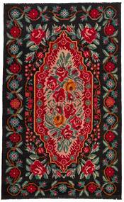 195X318 Rose Kelim Old Teppich Orientalischer Schwarz/Dunkelrot (Wolle, Moldawien)
