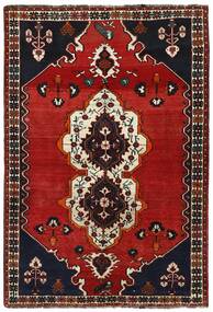 Persischer Kashghai Teppich 161X240 Schwarz/Dunkelrot (Wolle, Persien/Iran)