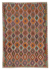  Kilim Afghan Old Style Rug 203X287 Wool Dark Red/Brown 