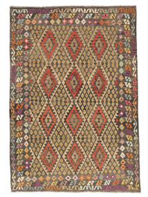 204X301 Kelim Afghan Old Style Matta Orientalisk Brun/Svart (Ull, Afghanistan) Carpetvista