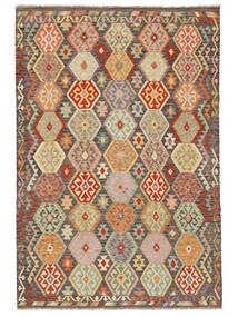 201X298 絨毯 キリム アフガン オールド スタイル オリエンタル 茶色/グリーン (ウール, アフガニスタン) Carpetvista
