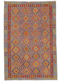 199X295 Tapis D'orient Kilim Afghan Old Style Marron/Rouge Foncé (Laine, Afghanistan) Carpetvista