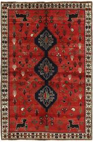 167X251 Tapete Oriental Kashghai Vermelho Escuro/Preto (Lã, Pérsia/Irão)