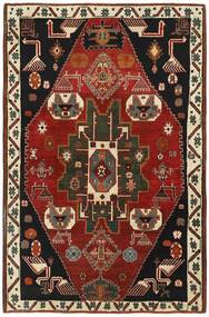 138X212 Alfombra Oriental Kashghai Negro/Rojo Oscuro (Lana, Persia/Irán)