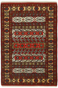 107X156 Alfombra Oriental Torkaman Fine Negro/Rojo Oscuro (Lana, Persia/Irán)