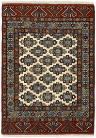 108X151 Torkaman Fine Vloerkleed Oosters Zwart/Geel (Wol, Perzië/Iran)