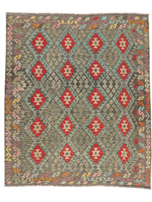  Kilim Afghan Old Style Tappeto 253X294 Di Lana Marrone/Giallo Scuro Largo Carpetvista