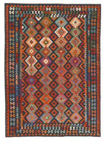 Koberec Kelim Afghán Old Style 247X344 Černá/Tmavě Červená (Vlna, Afghánistán)