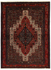 128X174 Tapete Seneh Oriental Preto/Vermelho Escuro (Lã, Pérsia/Irão)