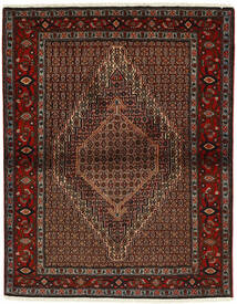 128X162 Tapete Seneh Oriental Preto/Vermelho Escuro (Lã, Pérsia/Irão)
