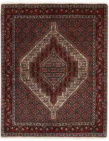 123X153 Alfombra Seneh Oriental Negro/Marrón (Lana, Persia/Irán)