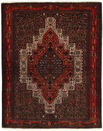  Perzisch Seneh Vloerkleed 131X160 Zwart/Donkerrood