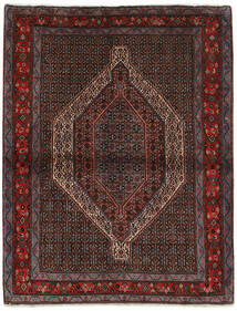 126X163 Seneh Tæppe Orientalsk Sort/Mørkerød (Uld, Persien/Iran)