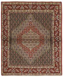 Seneh Teppich 125X150 Schwarz/Braun Wolle, Persien/Iran