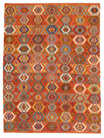  Kelim Afghan Old Style Matot 258X347 Villamatto Tummanpunainen/Ruskea Suuri Matto 