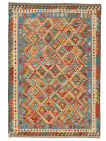  Kilim Afghan Old Style Rug 197X288 Wool Green/Orange 