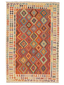 Kilim Afghan Old Style Rug 201X305 Brown/Dark Red (Wool, Afghanistan)