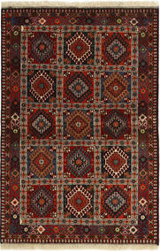 101X154 Yalameh Vloerkleed Oosters Zwart/Donkerrood (Wol, Perzië/Iran)