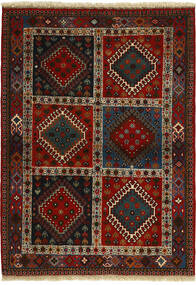 Dywan Yalameh 104X147 Czarny/Ciemnoczerwony (Wełna, Persja/Iran)