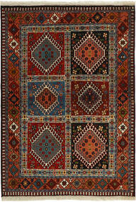 103X153 Dywan Yalameh Orientalny Czarny/Ciemnoczerwony (Wełna, Persja/Iran)
