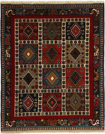 Χαλι Yalameh 104X136 Μαύρα/Σκούρο Κόκκινο (Μαλλί, Περσικά/Ιρανικά)