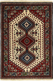 98X148 Χαλι Ανατολής Yalameh Μαύρα/Πορτοκαλί (Μαλλί, Περσικά/Ιρανικά)