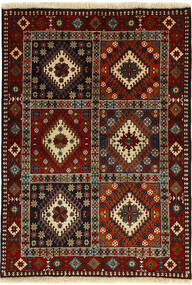 100X143 Yalameh Tæppe Orientalsk Sort/Mørkerød (Uld, Persien/Iran)