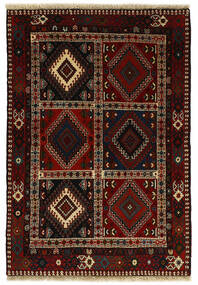 絨毯 ヤラメー 100X147 ブラック/茶色 (ウール, ペルシャ/イラン)