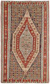 138X247 Kelim Senneh Fine Teppich Orientalischer Braun/Dunkelrot (Wolle, Persien/Iran)