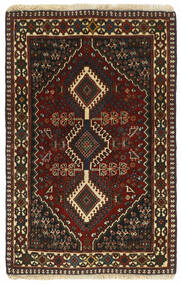 絨毯 ペルシャ ヤラメー 85X132 ブラック/茶色 (ウール, ペルシャ/イラン)