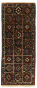  Orientalischer Yalameh Teppich 83X201 Läufer Schwarz/Braun Wolle, Persien/Iran