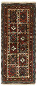 絨毯 オリエンタル ヤラメー 85X198 廊下 カーペット ブラック/ダークレッド (ウール, ペルシャ/イラン)
