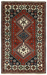Yalameh Rug 86X137 Black/Dark Red Wool, Persia/Iran