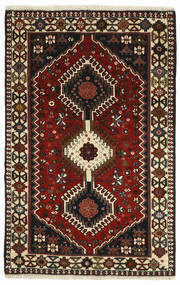 Yalameh Teppich 83X134 Schwarz/Dunkelrot Wolle, Persien/Iran
