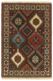 絨毯 オリエンタル ヤラメー 80X123 ブラック/茶色 (ウール, ペルシャ/イラン)