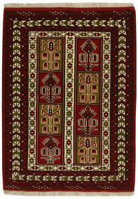  Orientalischer Turkaman Teppich 88X125 Schwarz/Orange Wolle, Persien/Iran