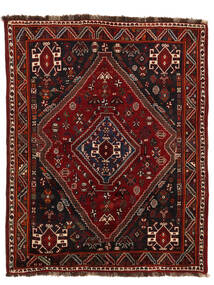 133X167 Ghashghai Fine Tæppe Orientalsk Sort/Mørkerød (Uld, Persien/Iran) Carpetvista