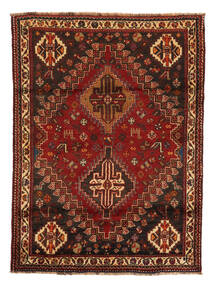 120X160 Tappeto Shiraz Orientale Nero/Rosso Scuro (Lana, Persia/Iran) Carpetvista