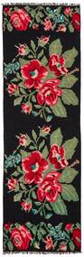 85X274 Tapete Oriental Kilim Rose Moldavia Passadeira Preto/Vermelho Escuro (Lã, #Missing(7,27)#)