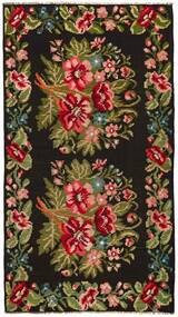  Orientalischer Kelim Rosen Moldavia Teppich 150X275 Schwarz/Braun Wolle, #Missing(7,27)
