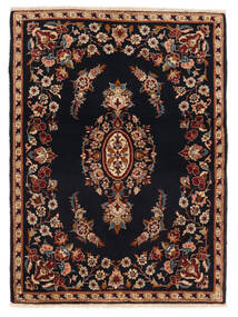  Orientalischer Ghom Kork/Seide Teppich 90X120 Schwarz/Braun Wolle, Persien/Iran Carpetvista