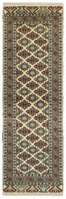 84X287 Turkaman Vloerkleed Oosters Tapijtloper Zwart/Donker Geel (Wol, Perzië/Iran)