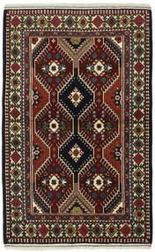 102X156 Yalameh Tæppe Orientalsk Sort/Mørkerød (Uld, Persien/Iran)